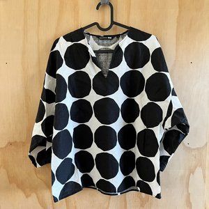Marimekko x Uniqlo 3/4 Sleeve Boxy Linen Blouse S Kivet Print